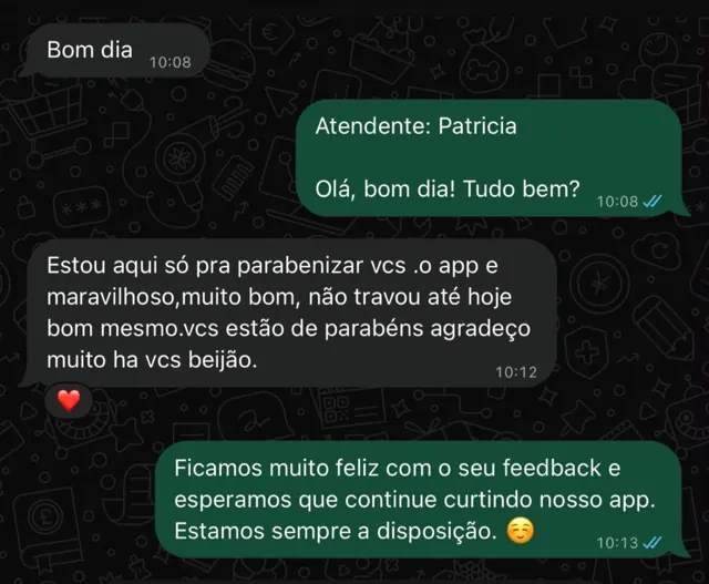 Print da conversa de Claudia com a PRIME TV no WhatsApp